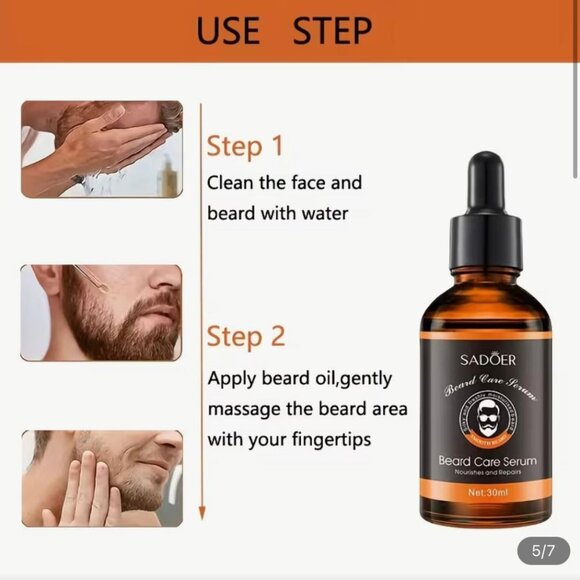 NEW - Beard Growth Mustache Oil Serum Sadoer Fast Growing Beard Bundle - Picture 4 of 7